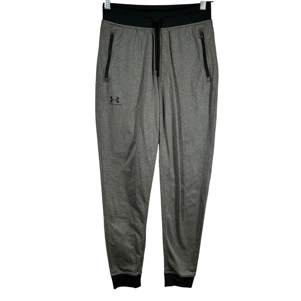 Under Armour Mens Loose Fit Joggers Gray Black Zipper‎ Pockets Small